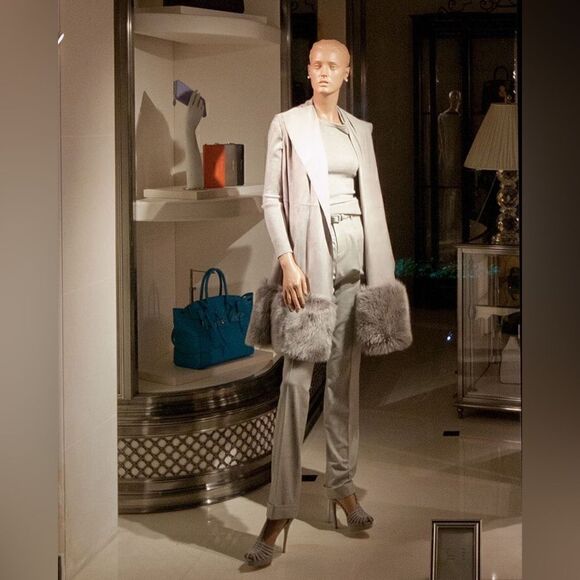 Ralph Lauren Pre-Fall ‘14 Collection Gray Cashmere Shearling Open Cardigan Vest - Picture 1 of 16